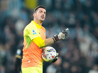 Simone Scuffet of Cagliari Calcio looks on during the Serie A Enilive match between SS Lazio and Cagliari Calcio at Stadio Olimpico on Novem...