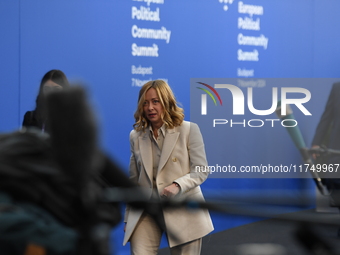 Giorgia Meloni, Prime Minister of Italy, arrives at the 5th European Political Community Summit in Budapest, Hungary, on November 7, a day a...