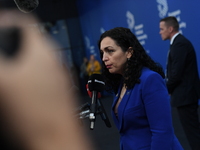 Vjosa Osmani-Sadriu, President of Kosovo, arrives at the 5th European Political Community Summit in Budapest, Hungary, on November 7. This o...