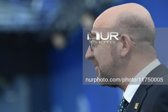 Charles Michel, President of the European Council, arrives at the 5th European Political Community Summit in Budapest, Hungary, on November...