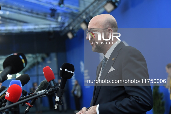 Charles Michel, President of the European Council, arrives at the 5th European Political Community Summit in Budapest, Hungary, on November...