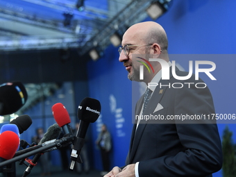 Charles Michel, President of the European Council, arrives at the 5th European Political Community Summit in Budapest, Hungary, on November...