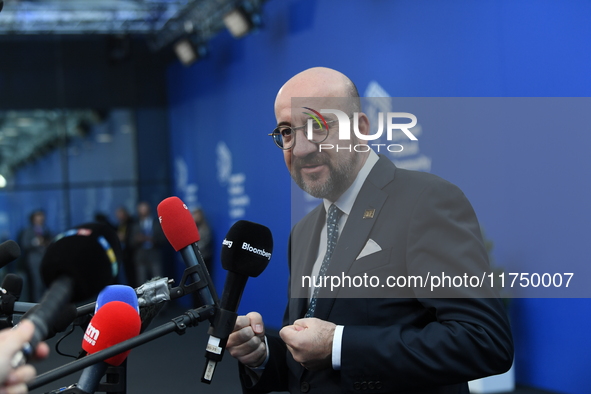 Charles Michel, President of the European Council, arrives at the 5th European Political Community Summit in Budapest, Hungary, on November...