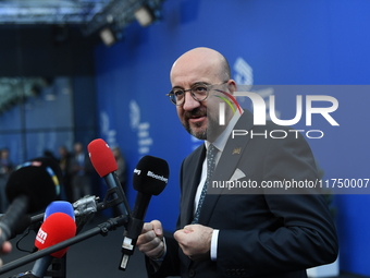 Charles Michel, President of the European Council, arrives at the 5th European Political Community Summit in Budapest, Hungary, on November...