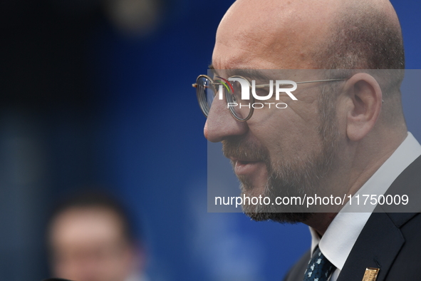 Charles Michel, President of the European Council, arrives at the 5th European Political Community Summit in Budapest, Hungary, on November...