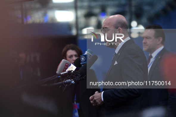 Charles Michel, President of the European Council, arrives at the 5th European Political Community Summit in Budapest, Hungary, on November...