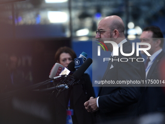 Charles Michel, President of the European Council, arrives at the 5th European Political Community Summit in Budapest, Hungary, on November...