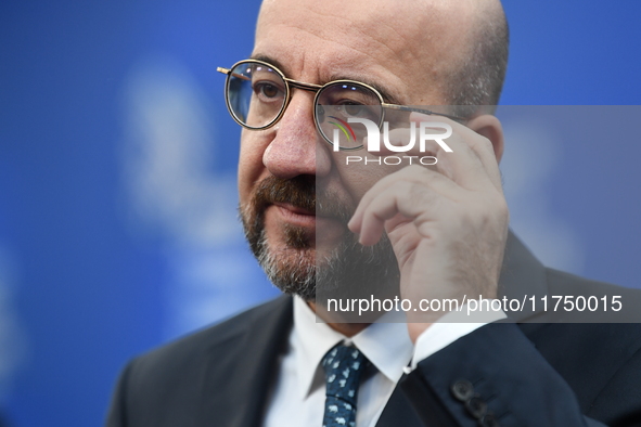 Charles Michel, President of the European Council, arrives at the 5th European Political Community Summit in Budapest, Hungary, on November...