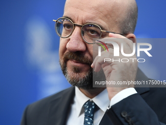 Charles Michel, President of the European Council, arrives at the 5th European Political Community Summit in Budapest, Hungary, on November...