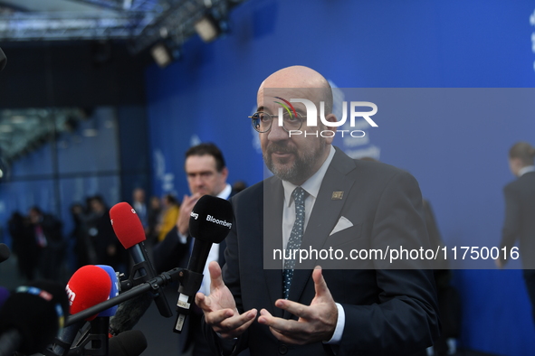 Charles Michel, President of the European Council, arrives at the 5th European Political Community Summit in Budapest, Hungary, on November...