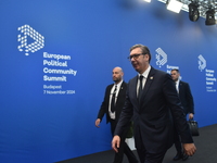 Aleksandar Vucic, President of Serbia, arrives at the 5th European Political Community Summit in Budapest, Hungary, on November 7, a day aft...