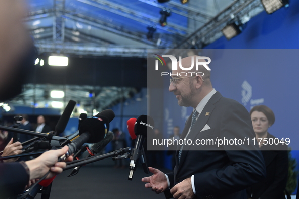 Charles Michel, President of the European Council, arrives at the 5th European Political Community Summit in Budapest, Hungary, on November...