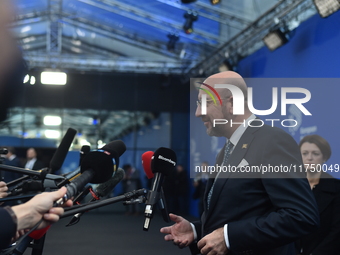 Charles Michel, President of the European Council, arrives at the 5th European Political Community Summit in Budapest, Hungary, on November...