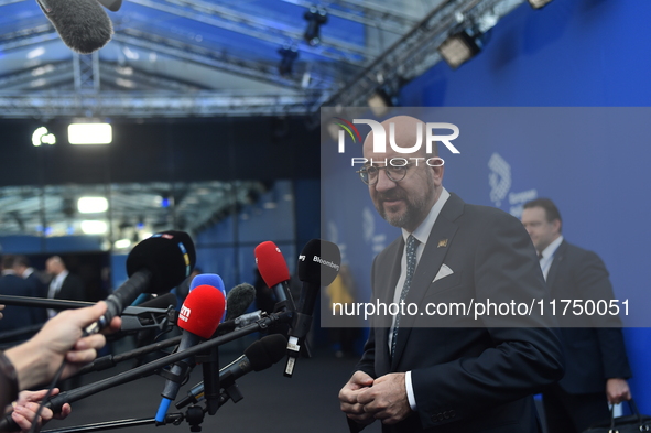 Charles Michel, President of the European Council, arrives at the 5th European Political Community Summit in Budapest, Hungary, on November...