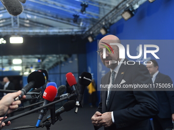 Charles Michel, President of the European Council, arrives at the 5th European Political Community Summit in Budapest, Hungary, on November...