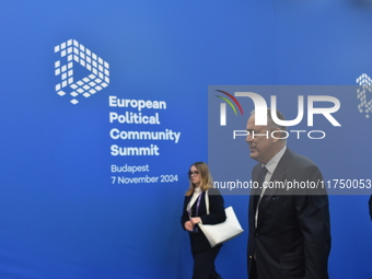 Jonas Gahr Store, Prime Minister of Norway, arrives at the 5th European Political Community Summit in Budapest, Hungary, on November 7, a da...