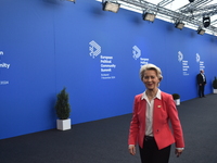 Ursula von der Leyen, President of the European Commission, arrives at the 5th European Political Community Summit in Budapest, Hungary, on...