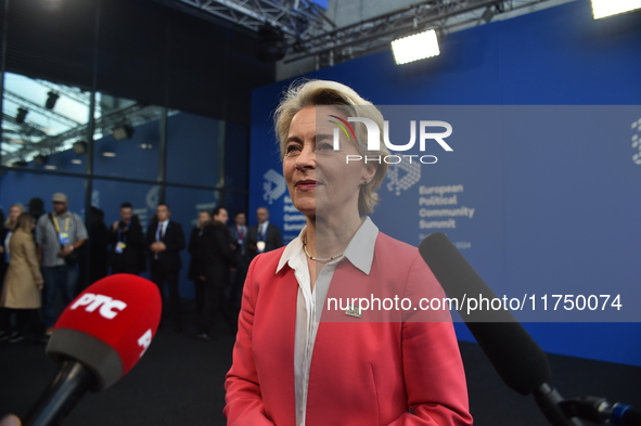 Ursula von der Leyen, President of the European Commission, arrives at the 5th European Political Community Summit in Budapest, Hungary, on...