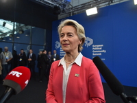 Ursula von der Leyen, President of the European Commission, arrives at the 5th European Political Community Summit in Budapest, Hungary, on...