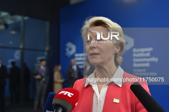 Ursula von der Leyen, President of the European Commission, arrives at the 5th European Political Community Summit in Budapest, Hungary, on...