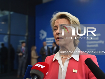 Ursula von der Leyen, President of the European Commission, arrives at the 5th European Political Community Summit in Budapest, Hungary, on...