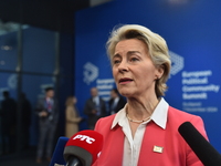 Ursula von der Leyen, President of the European Commission, arrives at the 5th European Political Community Summit in Budapest, Hungary, on...