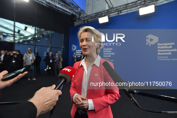 Ursula von der Leyen, President of the European Commission, arrives at the 5th European Political Community Summit in Budapest, Hungary, on...