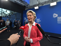 Ursula von der Leyen, President of the European Commission, arrives at the 5th European Political Community Summit in Budapest, Hungary, on...