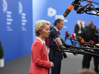 Ursula Von Der Leyen arrives at the 5th European Political Community Summit in Budapest, Hungary, on November 7, a day after Donald Trump wi...