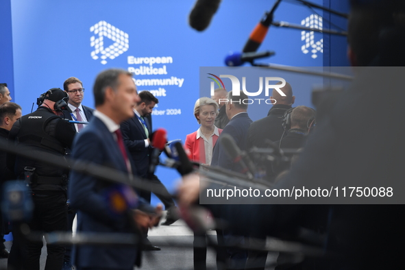 Ursula Von Der Leyen arrives at the 5th European Political Community Summit in Budapest, Hungary, on November 7, a day after Donald Trump wi...