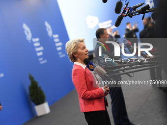 Ursula Von Der Leyen arrives at the 5th European Political Community Summit in Budapest, Hungary, on November 7, a day after Donald Trump wi...