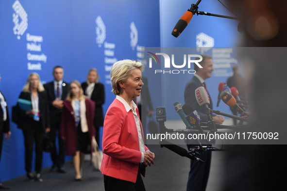 Ursula Von Der Leyen arrives at the 5th European Political Community Summit in Budapest, Hungary, on November 7, a day after Donald Trump wi...