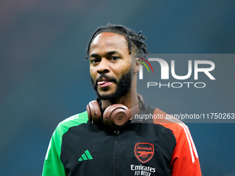 Raheem Sterling of Arsenal looks on during the UEFA Champions League 2024/25 League Phase MD4 match between FC Internazionale and Arsenal at...