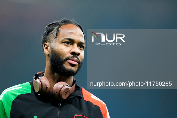 Raheem Sterling of Arsenal during the UEFA Champions League 2024/25 League Phase MD4 match between FC Internazionale and Arsenal at Stadio S...