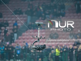 Spidercam camera during the UEFA Champions League 2024/25 League Phase MD4 match between FC Internazionale and Arsenal at Stadio San Siro on...