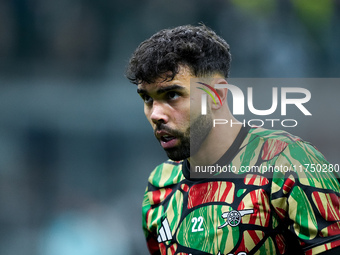 David Raya of Arsenal looks on during the UEFA Champions League 2024/25 League Phase MD4 match between FC Internazionale and Arsenal at Stad...