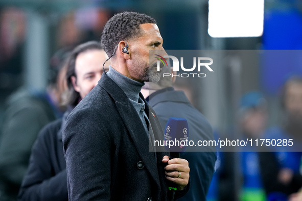 Former England player Rio Ferdinand during the UEFA Champions League 2024/25 League Phase MD4 match between FC Internazionale and Arsenal at...