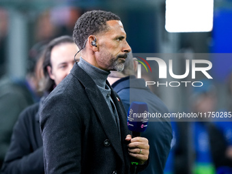 Former England player Rio Ferdinand during the UEFA Champions League 2024/25 League Phase MD4 match between FC Internazionale and Arsenal at...