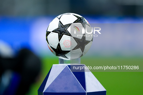 Official Adidas UEFA Champions league matchball during the UEFA Champions League 2024/25 League Phase MD4 match between FC Internazionale an...