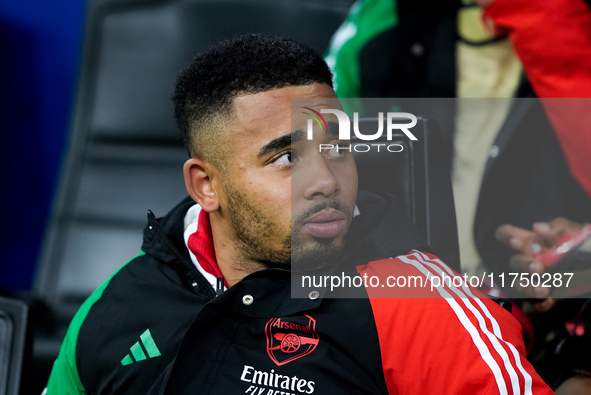 Gabriel Jesus of Arsenal looks on during the UEFA Champions League 2024/25 League Phase MD4 match between FC Internazionale and Arsenal at S...