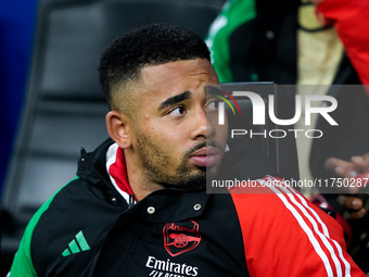 Gabriel Jesus of Arsenal looks on during the UEFA Champions League 2024/25 League Phase MD4 match between FC Internazionale and Arsenal at S...