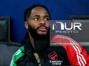 Raheem Sterling of Arsenal looks on during the UEFA Champions League 2024/25 League Phase MD4 match between FC Internazionale and Arsenal at...