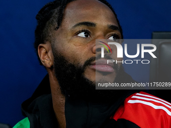 Raheem Sterling of Arsenal looks on during the UEFA Champions League 2024/25 League Phase MD4 match between FC Internazionale and Arsenal at...