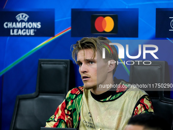 Martin Odegaard of Arsenal looks on during the UEFA Champions League 2024/25 League Phase MD4 match between FC Internazionale and Arsenal at...