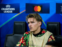 Martin Odegaard of Arsenal looks on during the UEFA Champions League 2024/25 League Phase MD4 match between FC Internazionale and Arsenal at...