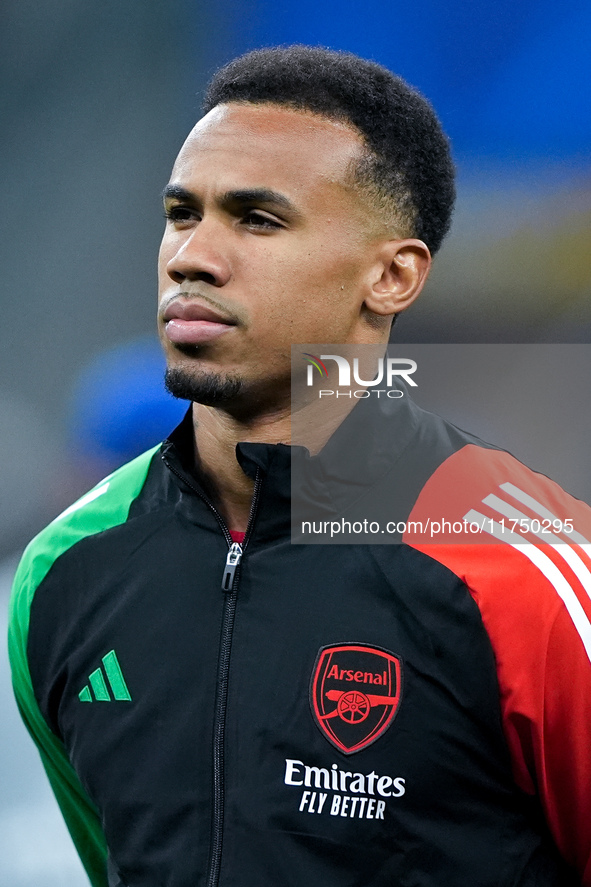 Gabriel of Arsenal looks on during the UEFA Champions League 2024/25 League Phase MD4 match between FC Internazionale and Arsenal at Stadio...