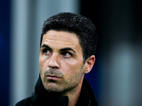 Mikel Arteta Head Coach of Arsenal looks on during the UEFA Champions League 2024/25 League Phase MD4 match between FC Internazionale and Ar...