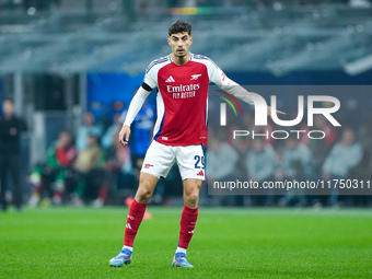 Kai Havertz of Arsenal gestures during the UEFA Champions League 2024/25 League Phase MD4 match between FC Internazionale and Arsenal at Sta...