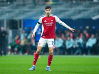 Kai Havertz of Arsenal gestures during the UEFA Champions League 2024/25 League Phase MD4 match between FC Internazionale and Arsenal at Sta...