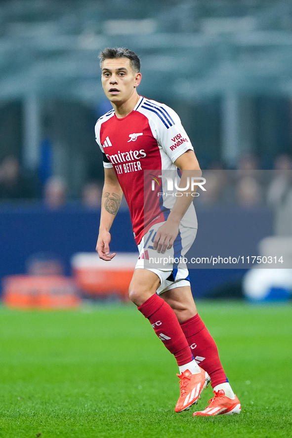 Leandro Trossard of Arsenal during the UEFA Champions League 2024/25 League Phase MD4 match between FC Internazionale and Arsenal at Stadio...